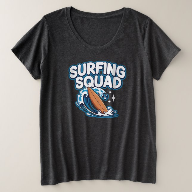 Camiseta Plus Size Esquadrão surfando (Frente do Design)