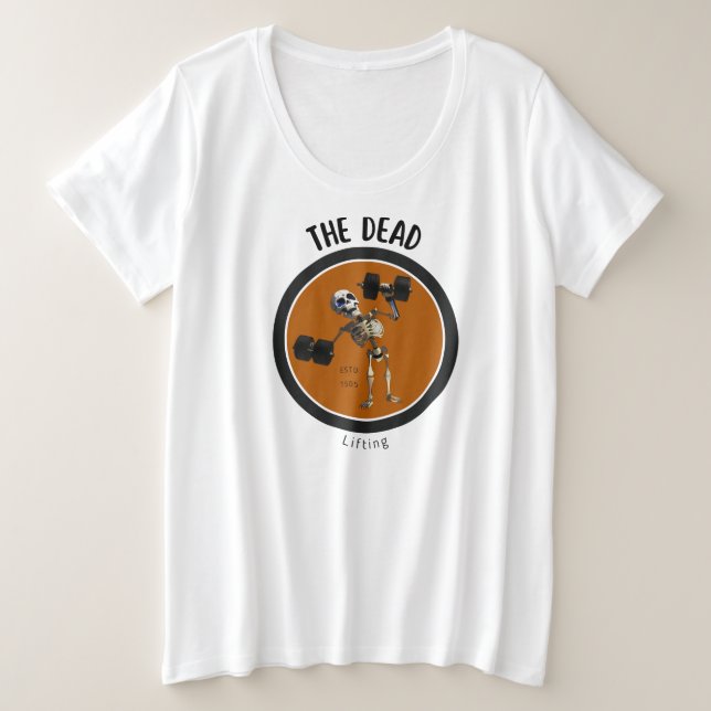 Camiseta Plus Size Esqueleto/Halloween/divertido/ginásio  (Frente do Design)