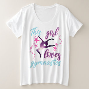 Camiseta Plus Size Esta Garota Ama as Estrelas da Ginástica Saltando