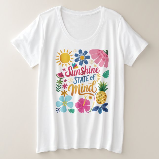 Camiseta Plus Size Estado de espírito sunshine (Frente do Design)