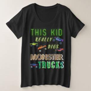 Camiseta Plus Size Este Garoto Realmente Dura Caminhões Monstros