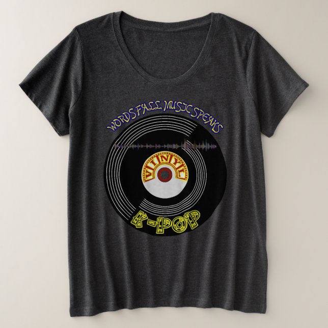 Camiseta Plus Size Estética de Vinil de K-Pop  (Frente do Design)