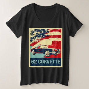 Camiseta Plus Size Estilo de Pop de Arte Corvette C1 1962 