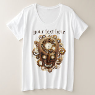 Camiseta Plus Size Estilo Gótico do Caveira Steampunk