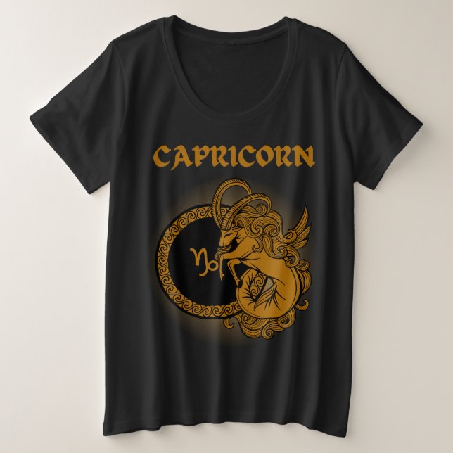 Camiseta Plus Size Estilo medieval Zodiac Capricórnio (Frente do Design)