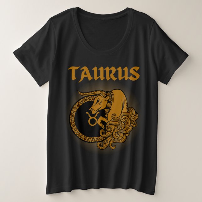 Camiseta Plus Size Estilo Medieval Zodiac Taurus (Frente do Design)