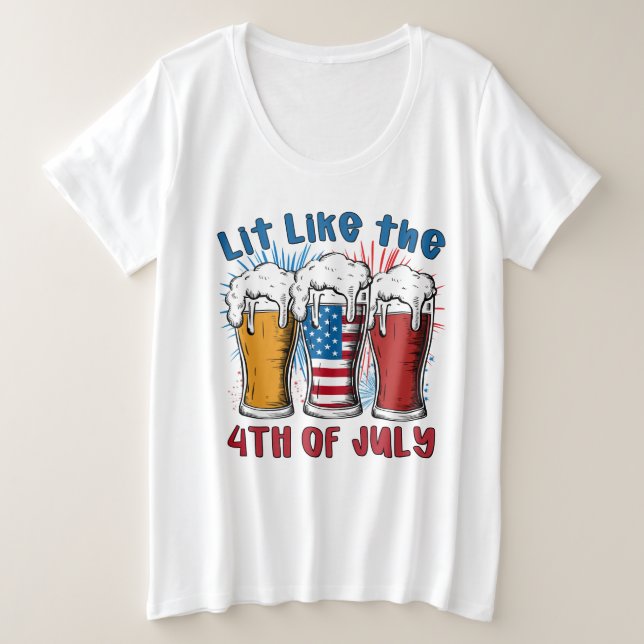 Camiseta Plus Size Estive No Dia 4 De Julho (Frente do Design)