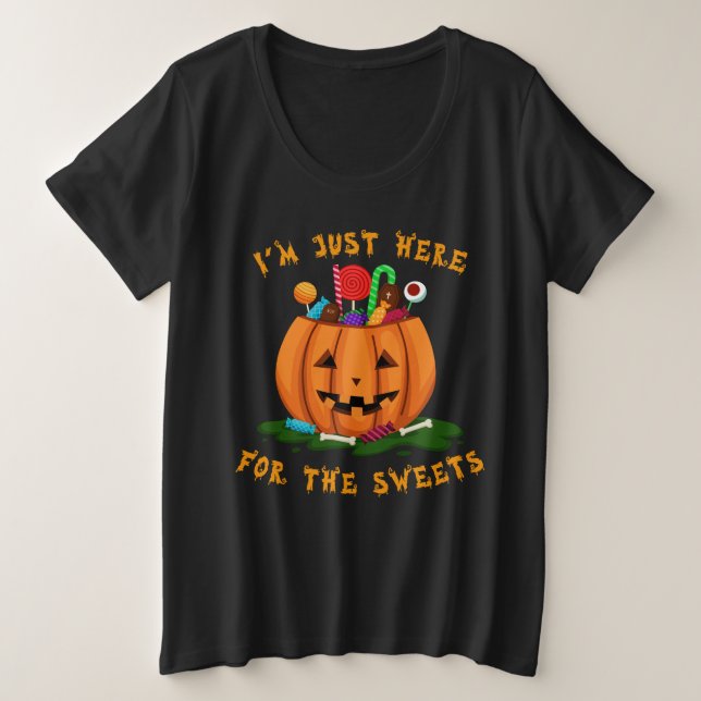 CAMISETA PLUS SIZE ESTOU AQUI PELOS DOCES (Frente do Design)