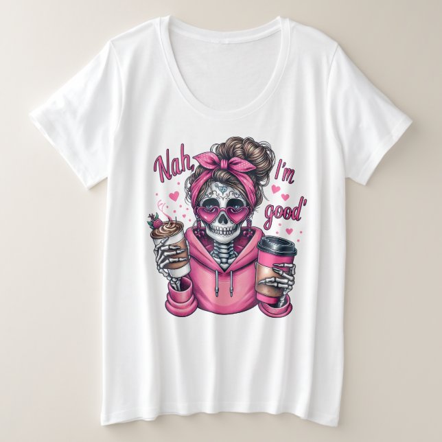 Camiseta Plus Size Estou bem (Frente do Design)