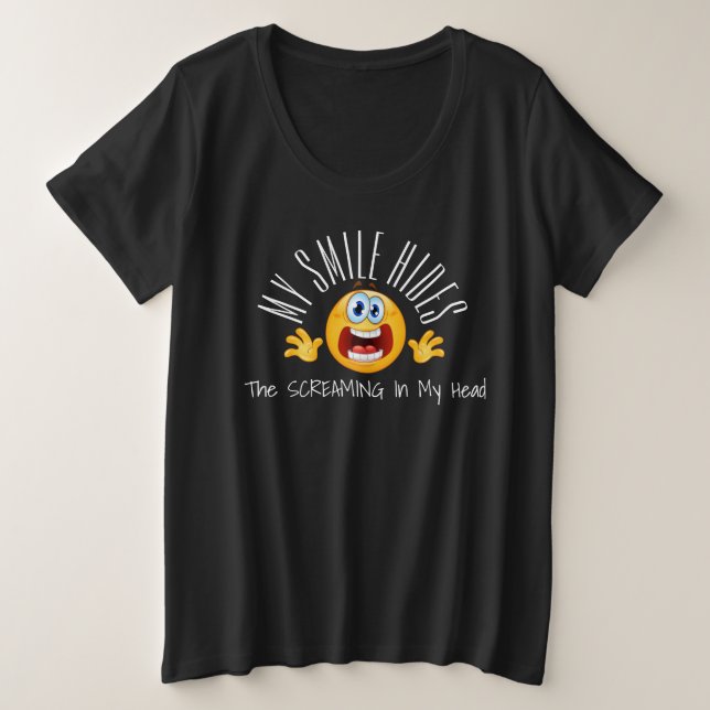 CAMISETA PLUS SIZE ESTRESSADO! SORRISO (Frente do Design)
