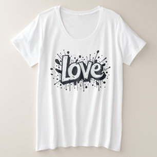 Camiseta Plus Size Etiqueta de amor monocromática