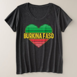 Camiseta Plus Size Eu Amo Burkina Faso, Heart Burkinabè