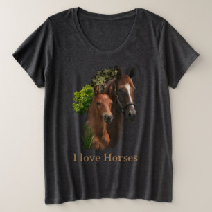 Camiseta Plus Size Eu amo Cavalos