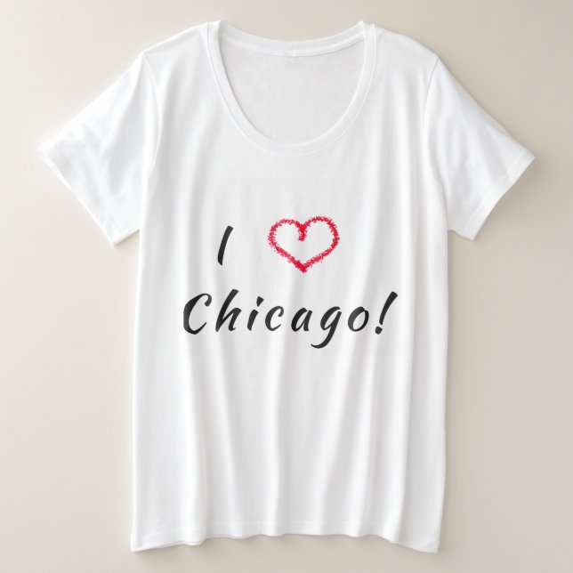 Camiseta Plus Size Eu Amo Chicago (Frente do Design)