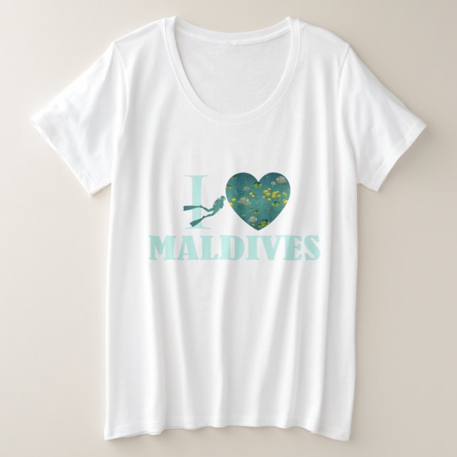 Camiseta Plus Size Eu amo Maldivas (Frente do Design)