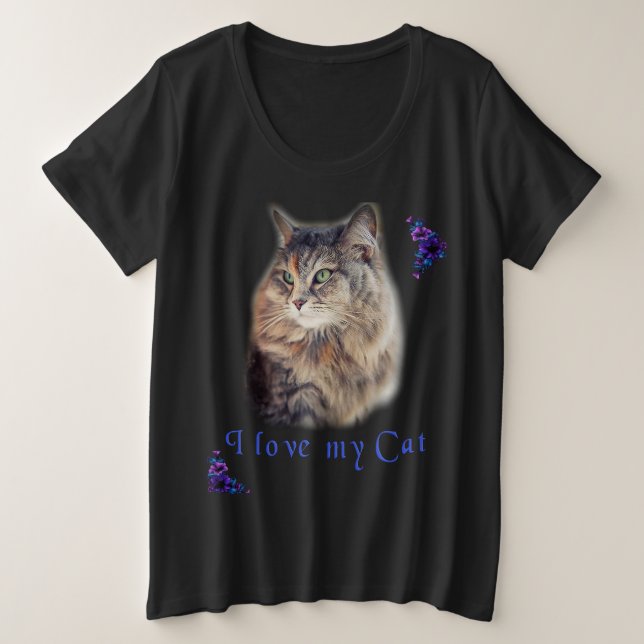 Camiseta Plus Size Eu amo meu gato (Frente do Design)