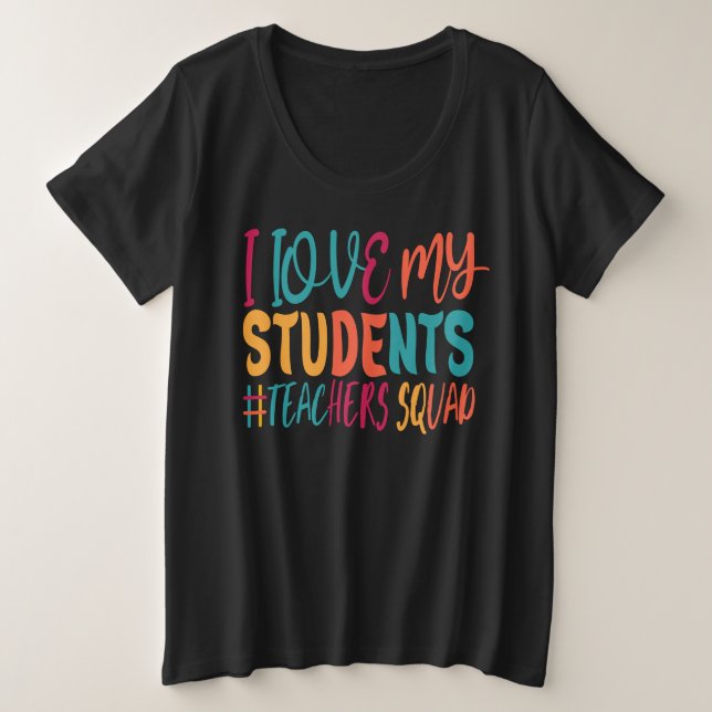 CAMISETA PLUS SIZE EU AMO MEUS ALUNOS. (Frente do Design)