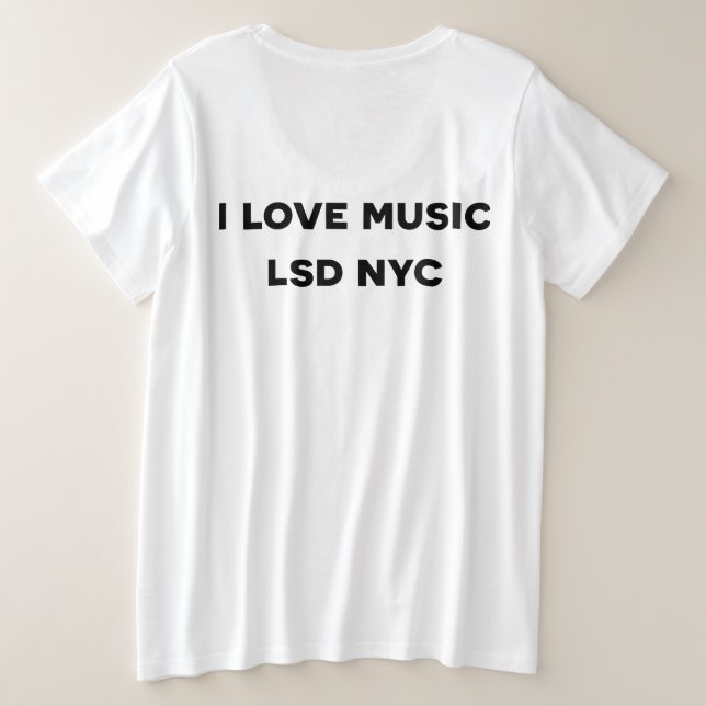 CAMISETA PLUS SIZE EU AMO MÚSICA (Verso do Design)