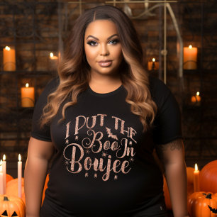 Camiseta Plus Size Eu coloquei o bô em boujee - brilho dourado no hal