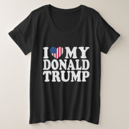Camiseta Plus Size Eu Corto O Meu Donald Trump Para O Presidente 2024