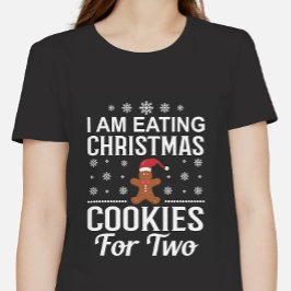 Camiseta Plus Size Eu estou comendo cookies de Natal para duas matern