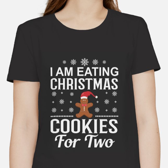 Camiseta Plus Size Eu estou comendo cookies de Natal para duas matern (Criador carregado)