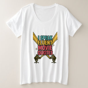 Camiseta Plus Size Eu Falo Filme Fluente Citando Neon Hollywood Art