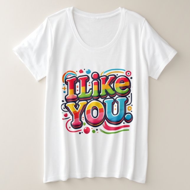 Camiseta Plus Size Eu Gosto De Você (Frente do Design)