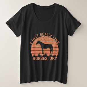 Camiseta Plus Size Eu gosto muito de cavalos em Orange Tangerine