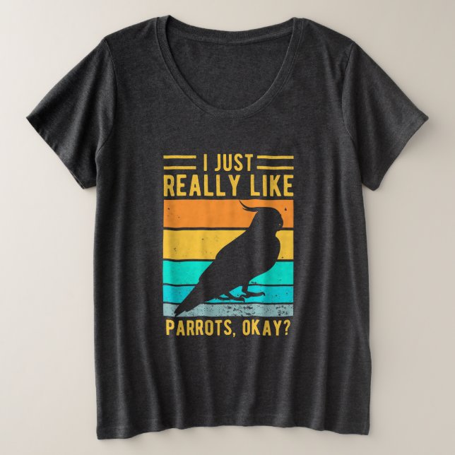 Camiseta Plus Size Eu Gosto Muito De Papagaios (Frente do Design)