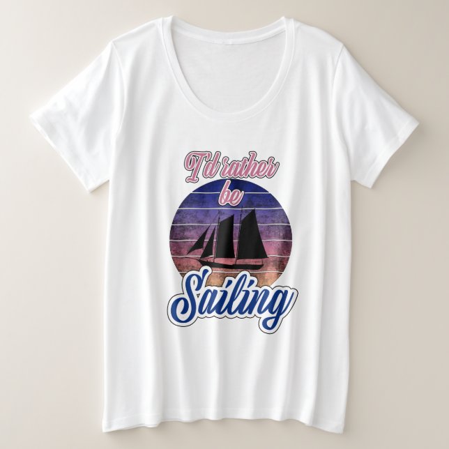 Camiseta Plus Size Eu Preferencialmente Velejando (Frente do Design)