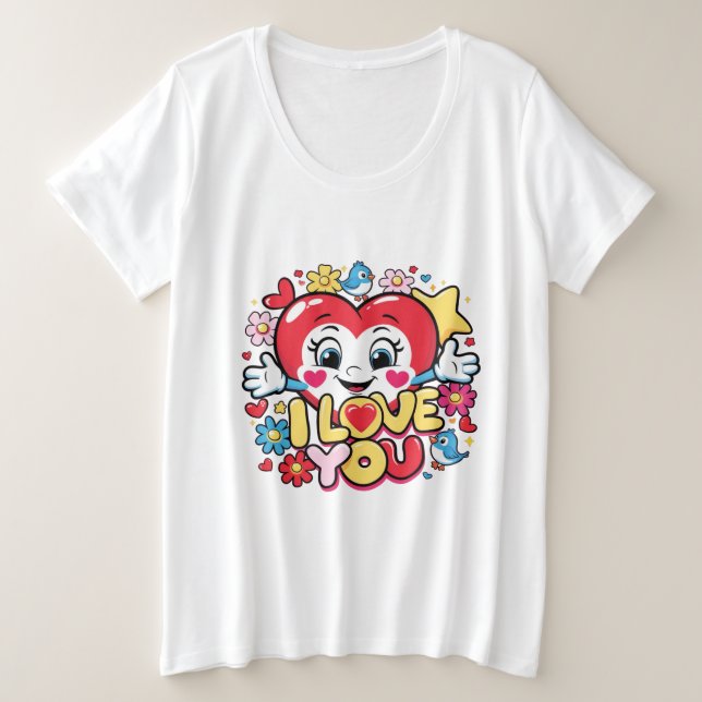 Camiseta Plus Size Eu Te Amo (Frente do Design)