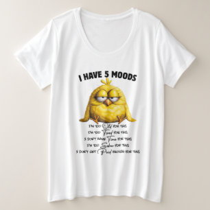 Camiseta Plus Size Eu tenho 5 humores