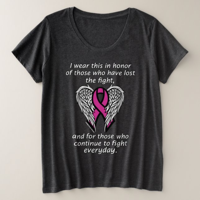 Camiseta Plus Size Eu Visto isso para aqueles que... Cancer De Mama (Frente do Design)