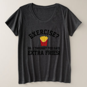 Camiseta Plus Size Exercício Fries Franceses Extra Trabalhando Pregui