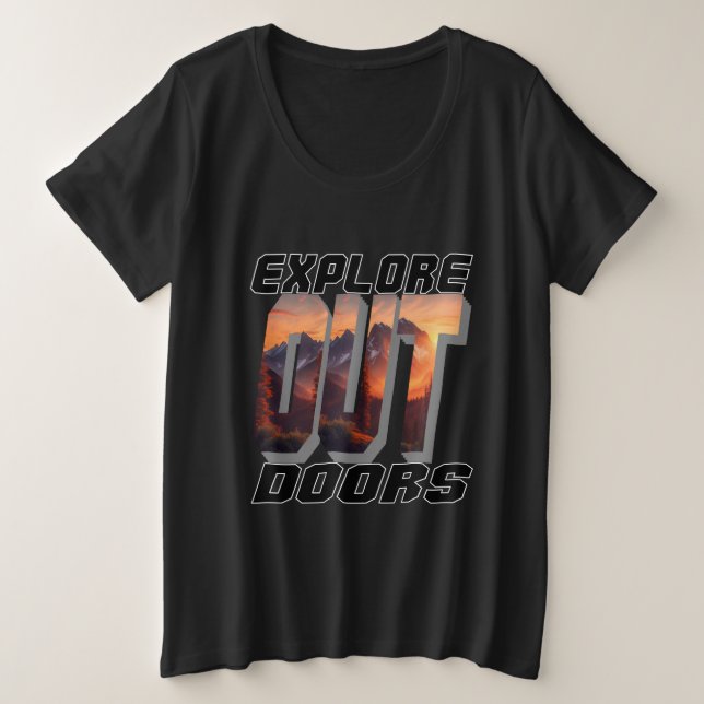 CAMISETA PLUS SIZE EXPLORE AS PORTAS FORA (Frente do Design)