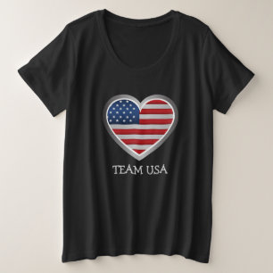 Camiseta Plus Size Fã simples moderno da América vitorioso bandeira E