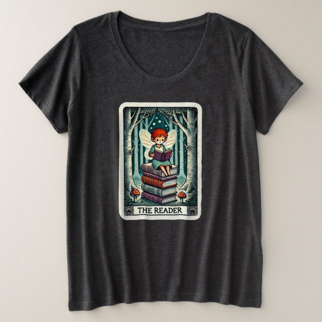 Camiseta Plus Size Fada Do Cartão Tarot Do Leitor (Frente do Design)