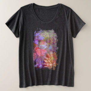 Camiseta Plus Size Fada Flor Exposição Dupla Fantasia Arte