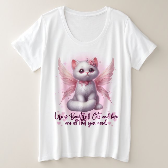Camiseta Plus Size Fada Whiskers of Love (Frente do Design)