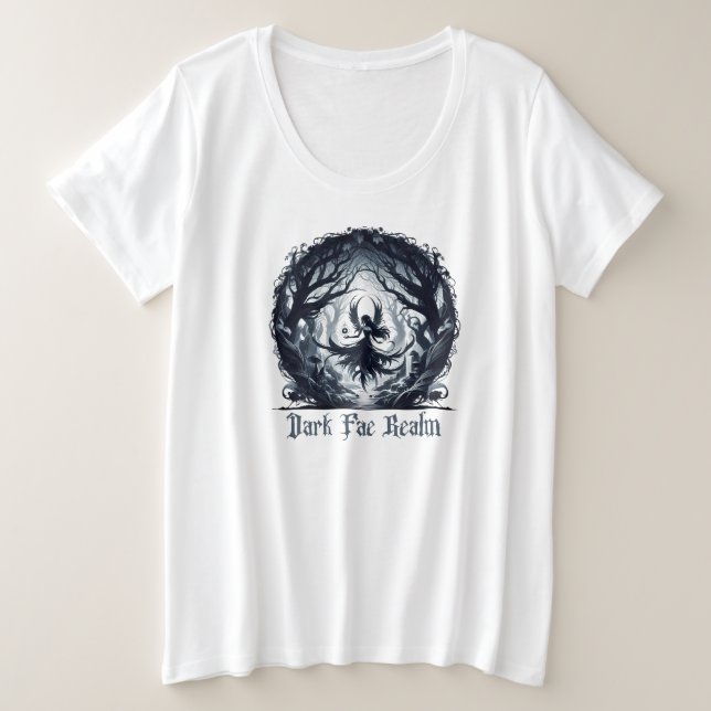 Camiseta Plus Size Fae Escuro na floresta mágica (Frente do Design)