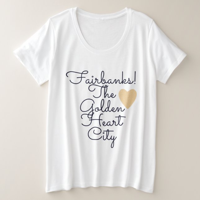 Camiseta Plus Size Fairbanks Ouro Heart City (Frente do Design)