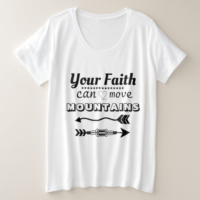 Camiseta Plus Size Faith Mover Montanhas Típica Moderna (Frente do Design)