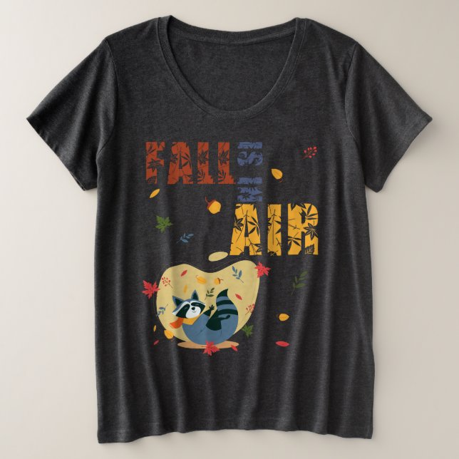 Camiseta Plus Size Fall Is in The Air Raccoon Autumn (Frente do Design)