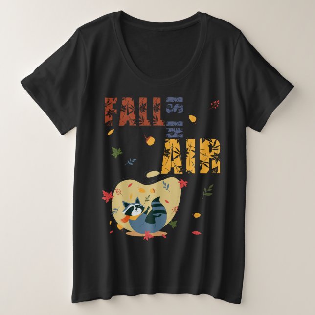 Camiseta Plus Size Fall Is in The Air Raccoon Autumn (Frente do Design)