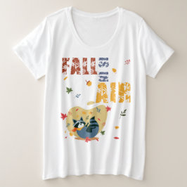 Camiseta Plus Size Fall Is in The Air Raccoon Autumn
