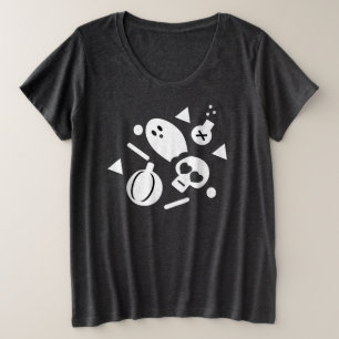 Camiseta Plus Size Fantasia de Confete de Fantasma de Halloween Fofo