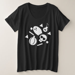 Camiseta Plus Size Fantasia de Confete de Fantasma de Halloween Fofo