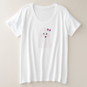 Camiseta Plus Size Fantasma Fofo com Fantasia de Laço para Festa
