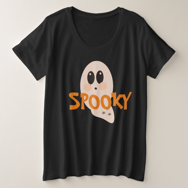 Camiseta Plus Size Fantasma Retro Halloween Assustador  (Frente do Design)